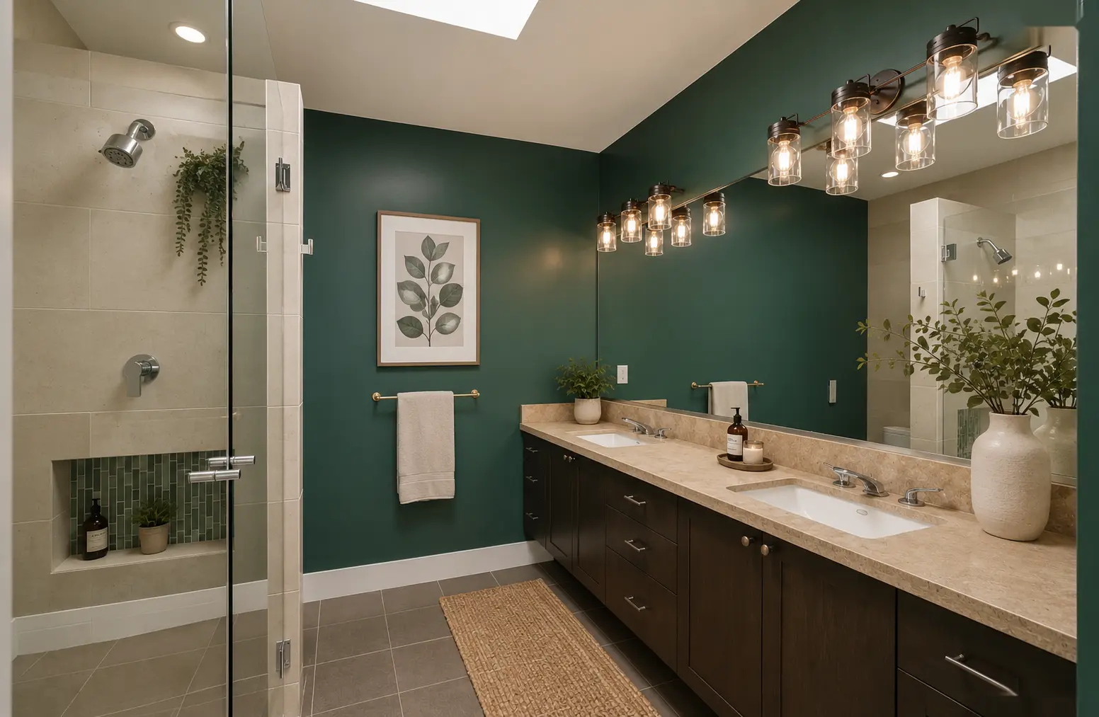 Primary bathroom virtual staging — after AI enhancement