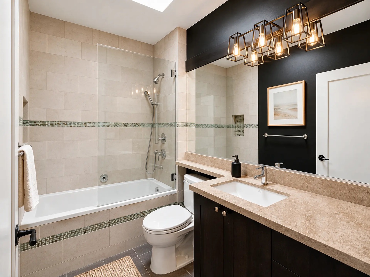 Second bathroom generated and staged from an architectural floor plan