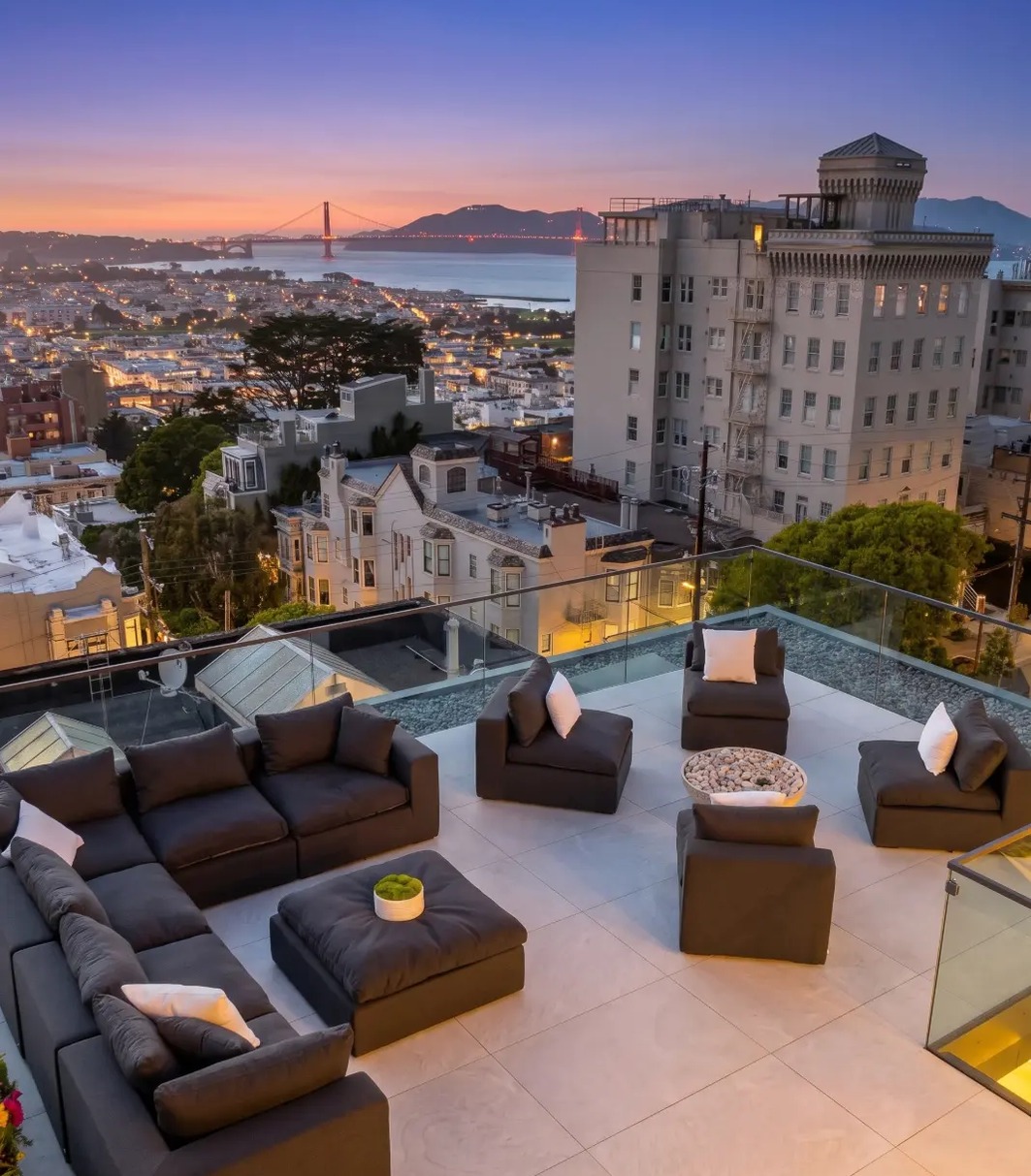 Rooftop deck with Golden Gate view — after AI enhancement