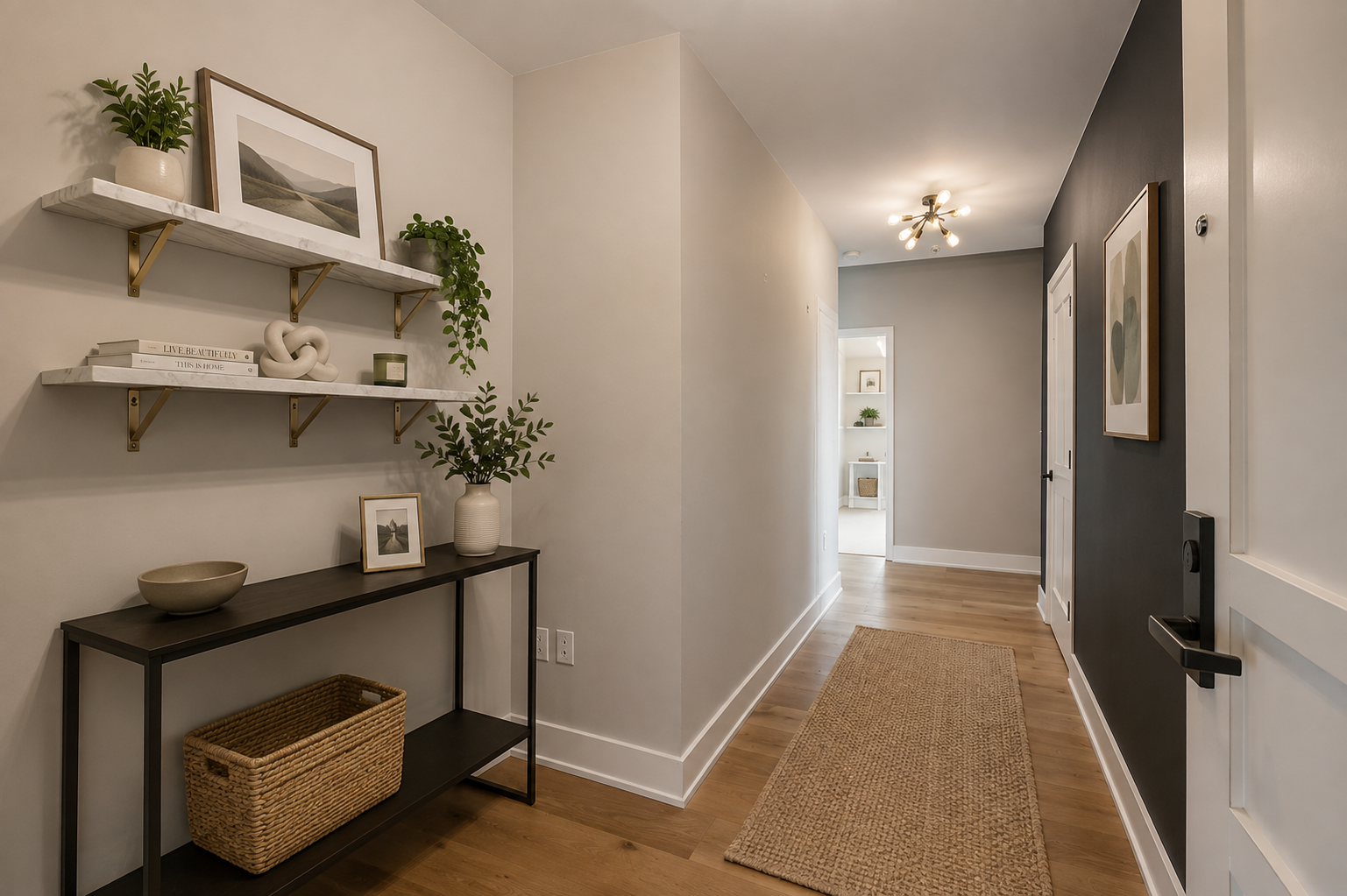 Entry hallway virtual staging — after AI enhancement