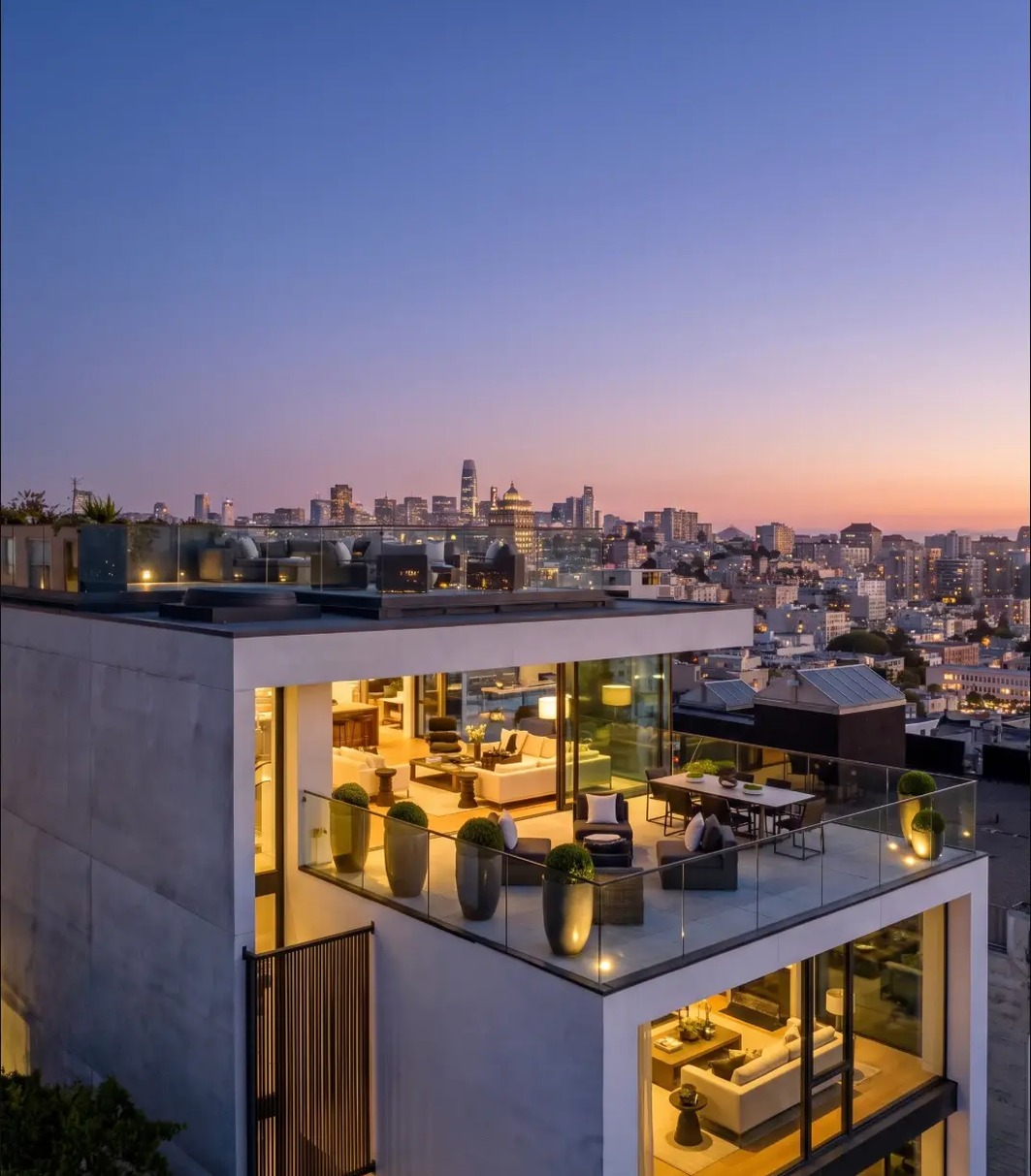 Aerial view of rooftop and skyline — after AI enhancement