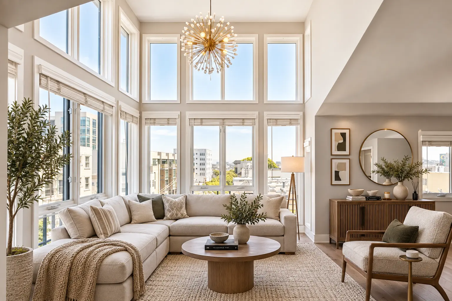 Living and dining room virtual staging — after AI enhancement