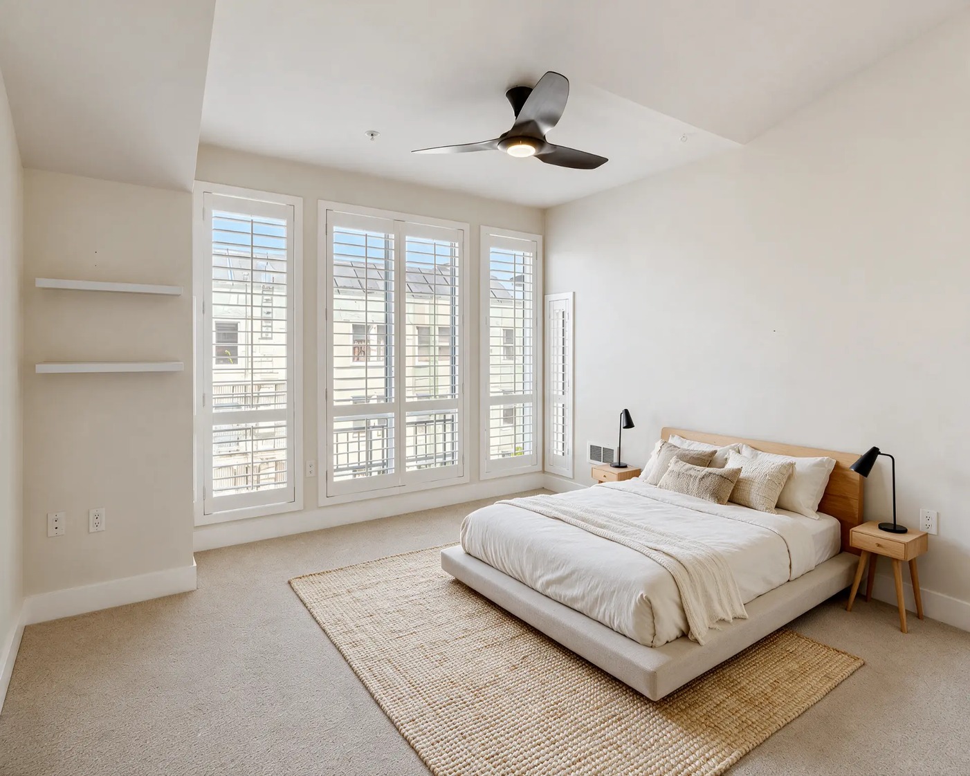 Primary bedroom generated and staged from an architectural floor plan